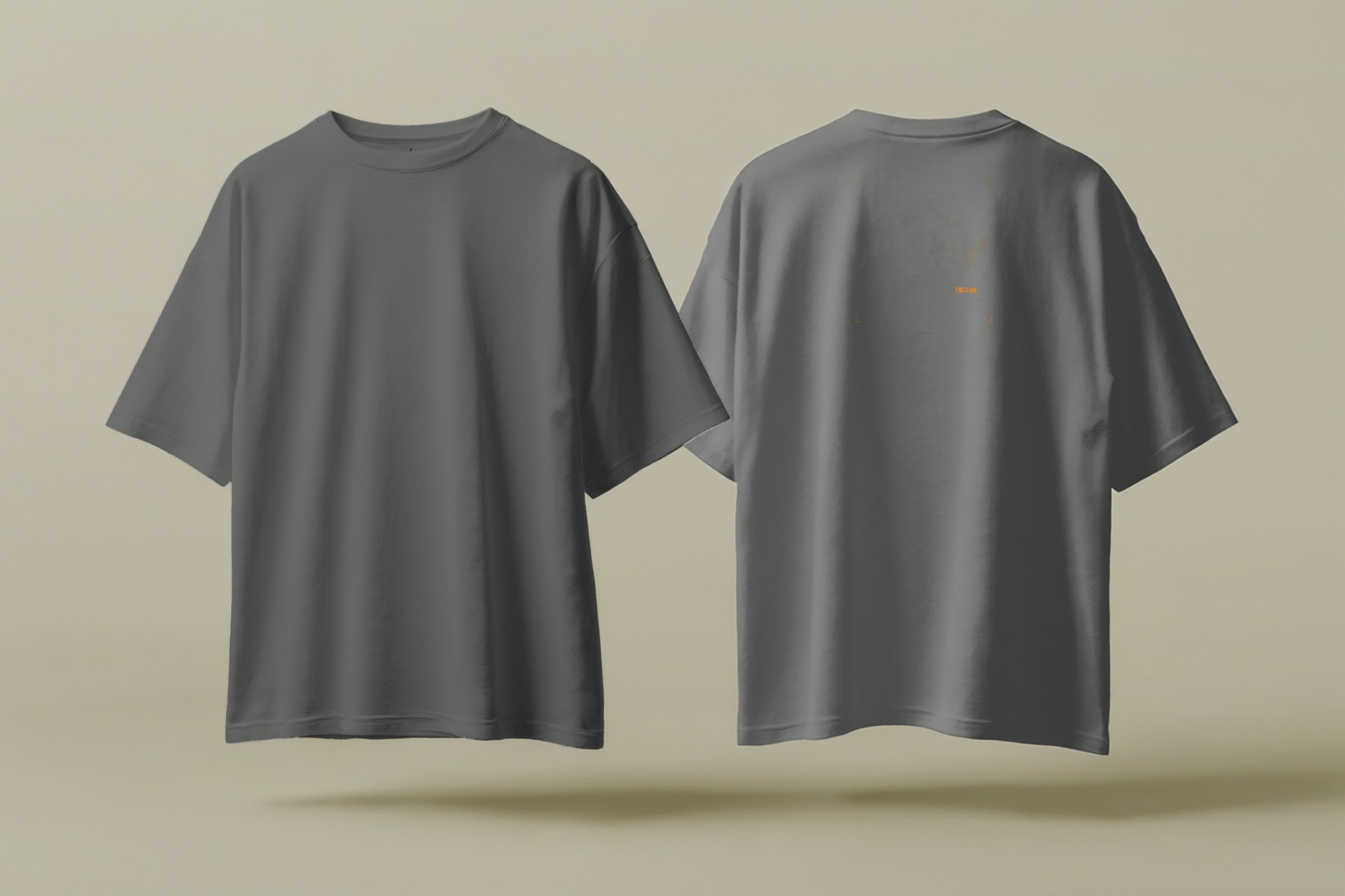 T-Shirt «Engadin – Die Perle der Alpen» – Vorder- und Rückseite, Grey Melange